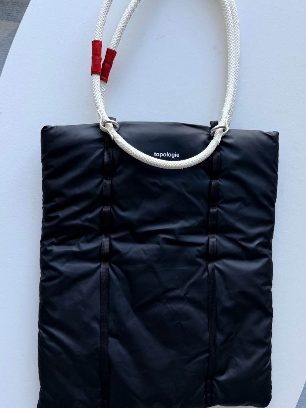 Topologie Black Puffer Tote with Rope Handles